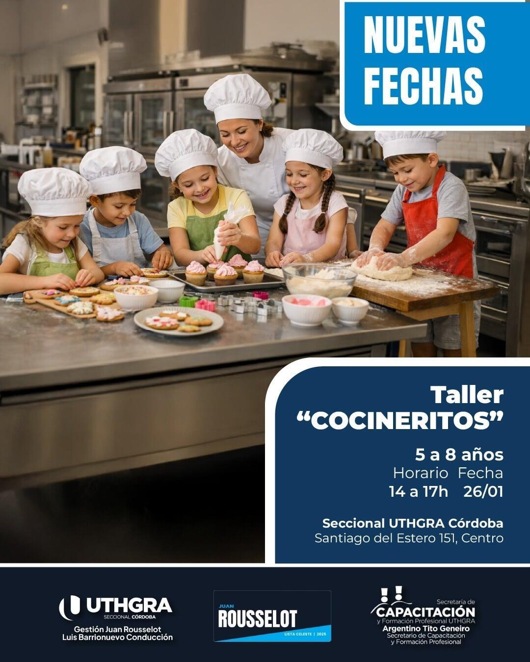 Nueva jornada del Taller de Cocineritos en UTHGRA Córdoba